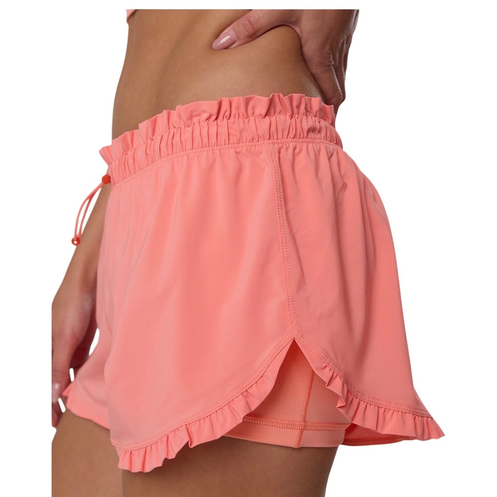 NWT Offline By Aerie 2" Ruffle Hot Stuff Flowy Athletic Shorts Wild Peach M